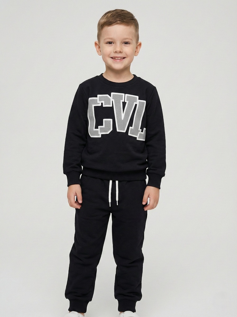 fleece inside Black Boy Tracksuit 