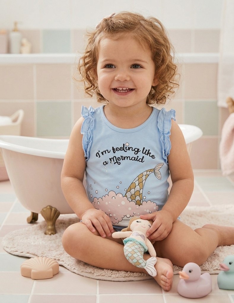 Blue Sleeveless Top ( 6-24 months) (6-9 months)