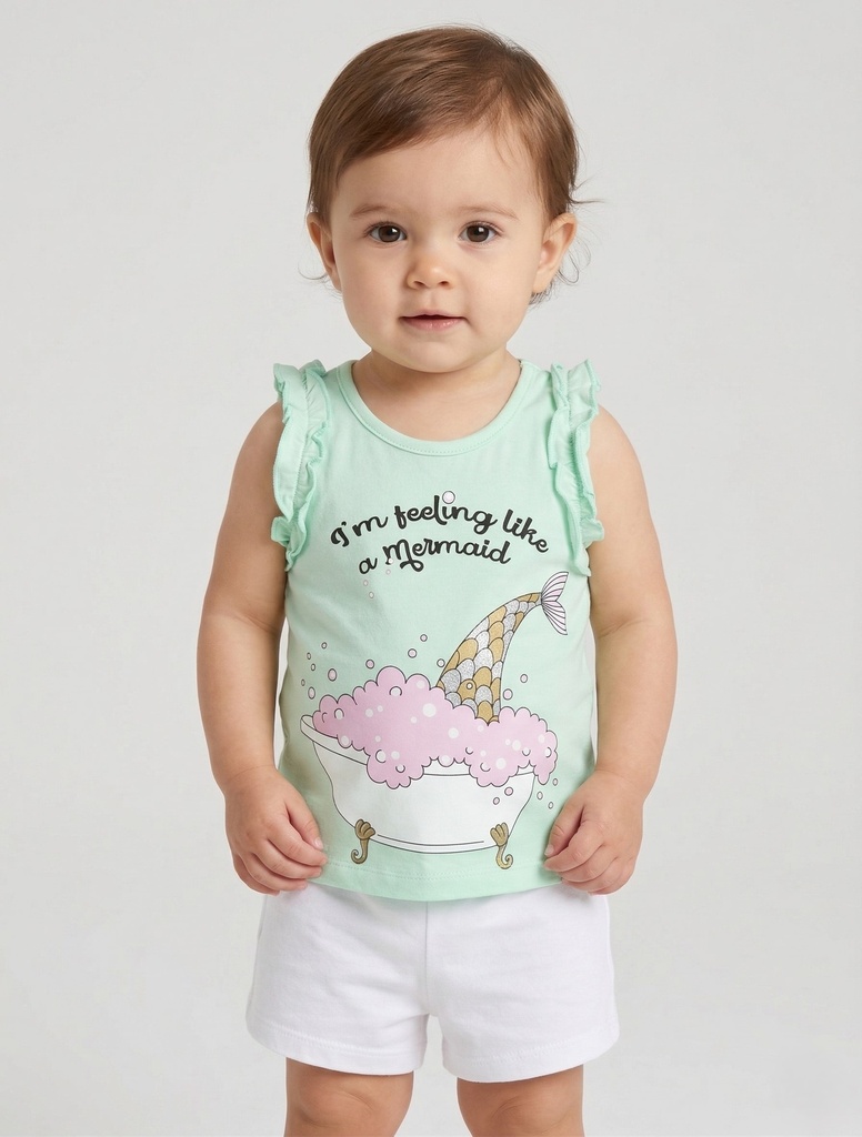 Green Sleeveless Top ( 6-24 months) (9-12 months)