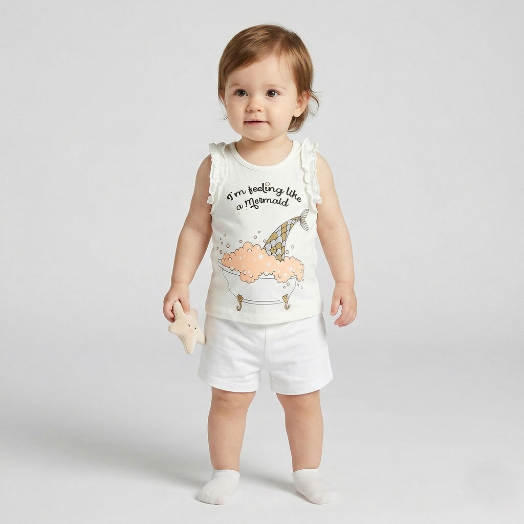 White Sleeveless Top ( 6-24 months) (6-9 months)