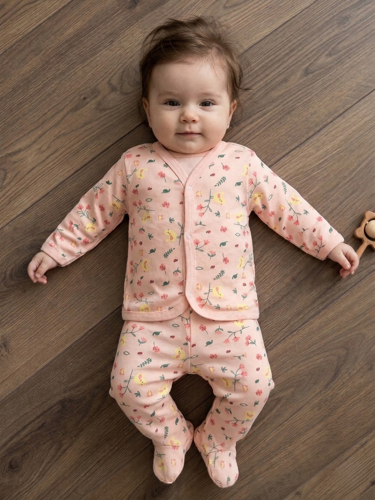 Salmon Floral Baby Pajama