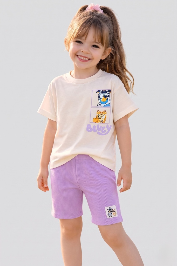 Purple Bluey Set (tight short) (4 years)