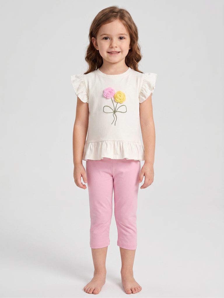 white and pink Flowers Set (2-3 years)