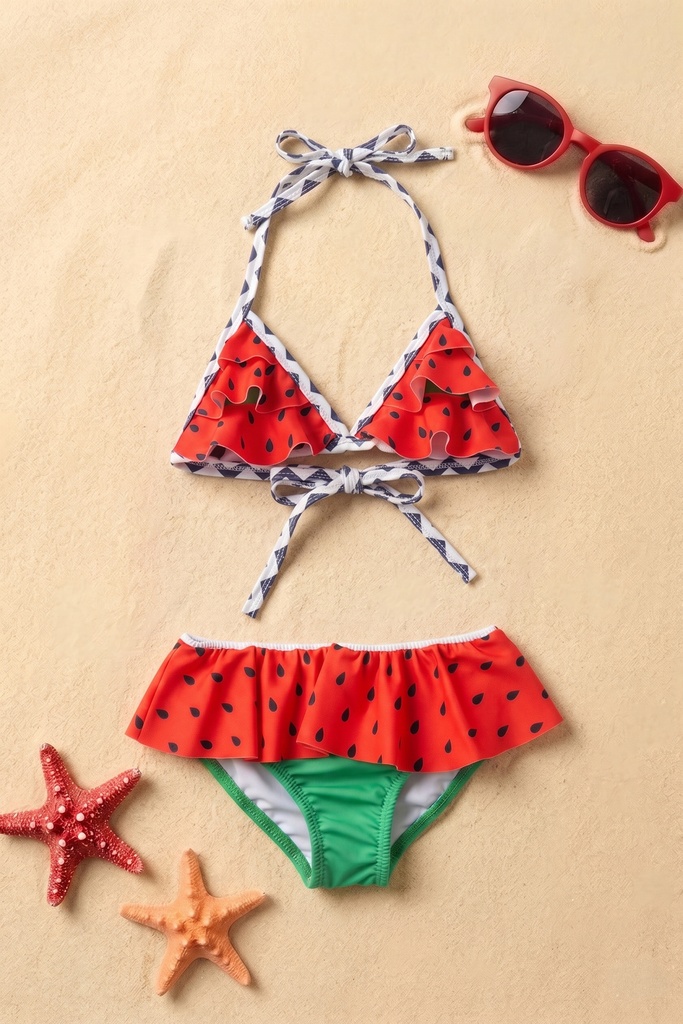 Girls’ Watermelon Print Triangle Bikini (Ages 3-4 / 9-10) (3-4 years)