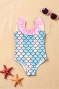 Girls' Fishbone Pattern Swimsuit, (Ages 2-3 / 11-12)
