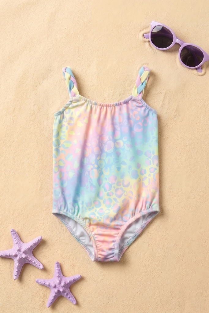 Girls’ Leopard Print Swimsuit Set (Ages 3–4 / 9–10) (3-4 years)
