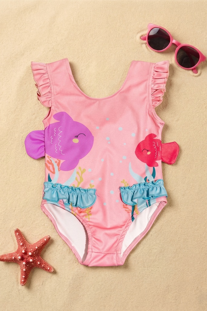 Girls' Fish Print Swimsuit (Ages 2-3 / 6-7) (2-3 years)