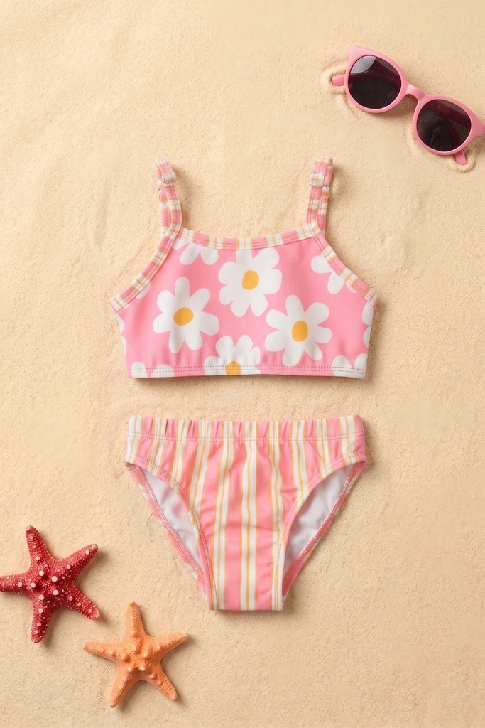 Girls’ Floral Print Bikini Set (Ages 3–4 / 9–10) (3-4 years)