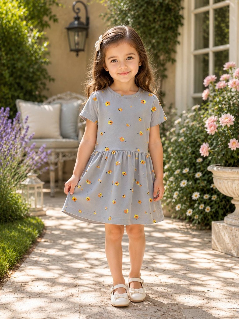 Grey Floral Dress (2-3 years)