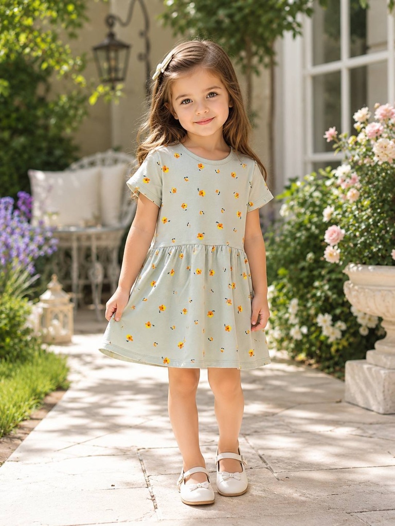 Green Floral Dress (2-3 years)