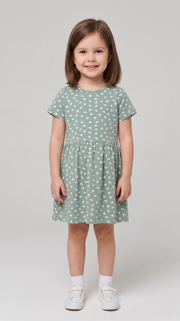 Green hearts dress (2-3 years)