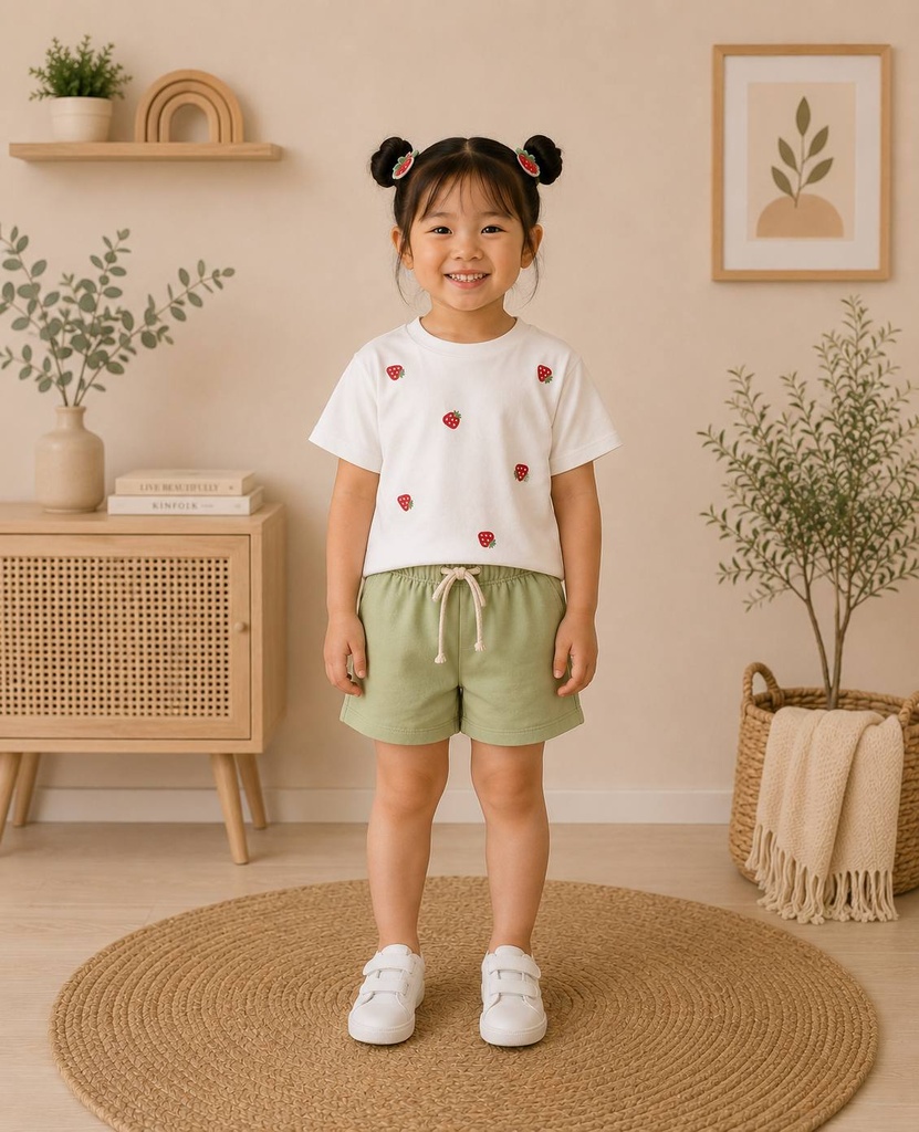 Strawberry top  & green short set