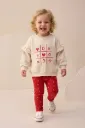 Baby Girl Printed Top & Leggings Set with Ruffle Detail (9-24 Months) CREAM