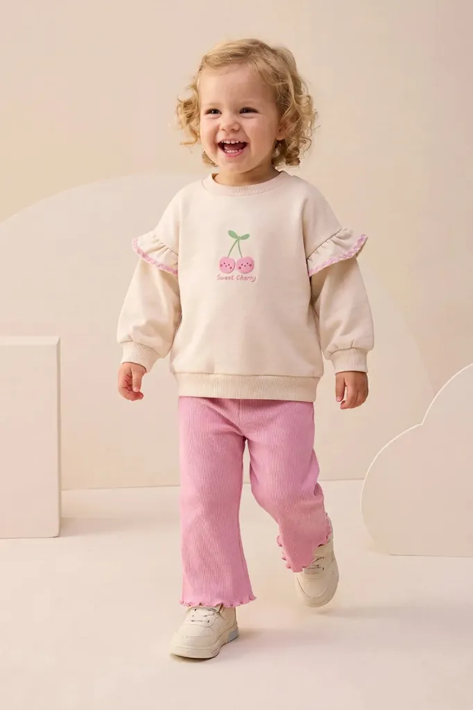 Baby Girl Two-Piece Set, Cherry Print(9-24 Months) SUGAR PINK (9 months)