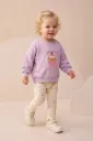 Baby Girl Ribbed Leggings Outfit Set with Cupcake Embroidery (9-24 Months) Lilac