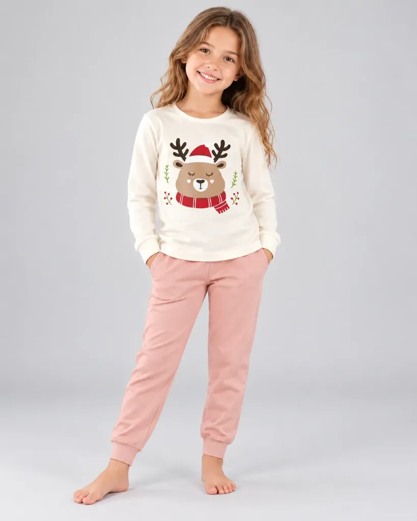 Deer Cotton Pajama-Pink (11- to 15 years)