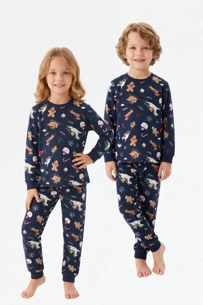 Unisex Cookie and Santa Claus Pajama- ( 3 to 10 years) - 100% Cotton (3-4 years)