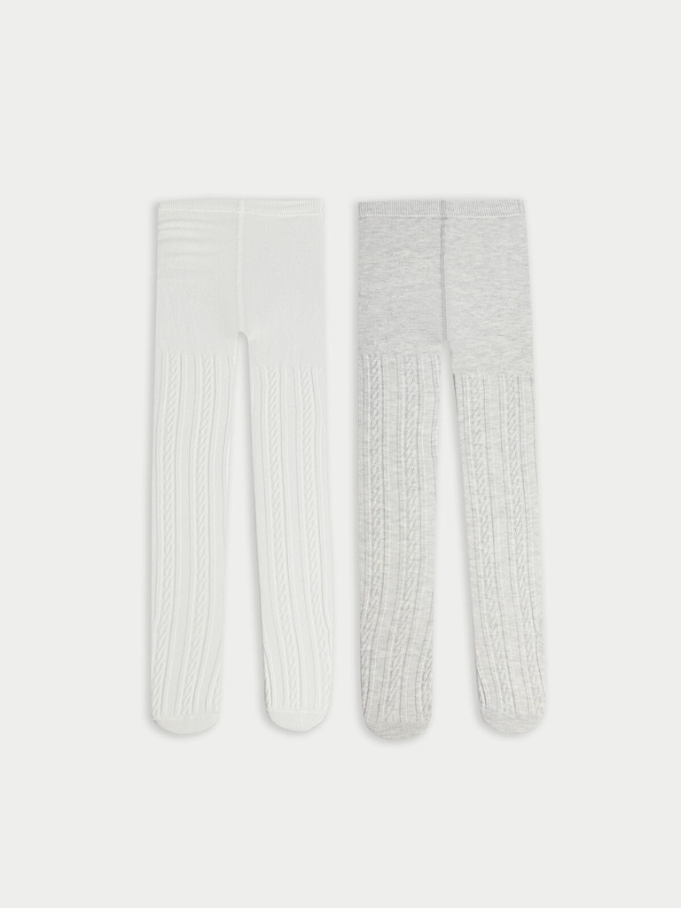 2-Pack Grey and Off-white Tights