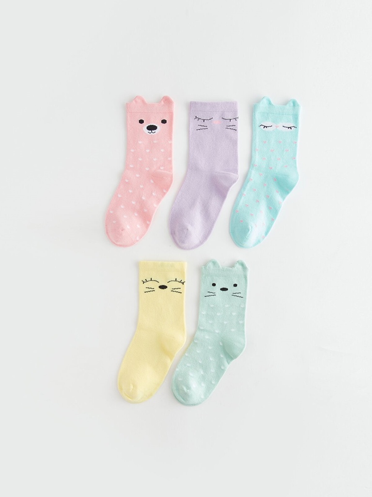 5-Pack Girl Basic Booties Socks