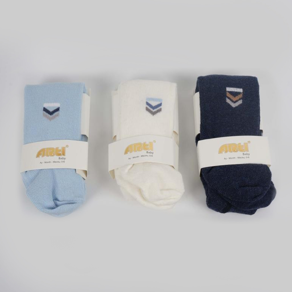 Pack of 3 Cotton Tights for Baby Boys (Blue- White- Denim Blue)