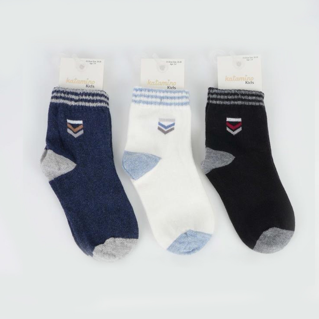 Pack of 3 pairs of socks - Denim Blue, White, Black