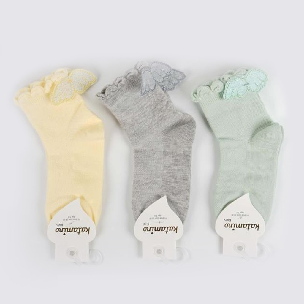 Pack of 3 Pairs of Wings Socks - Green, Grey & Yellow Colors