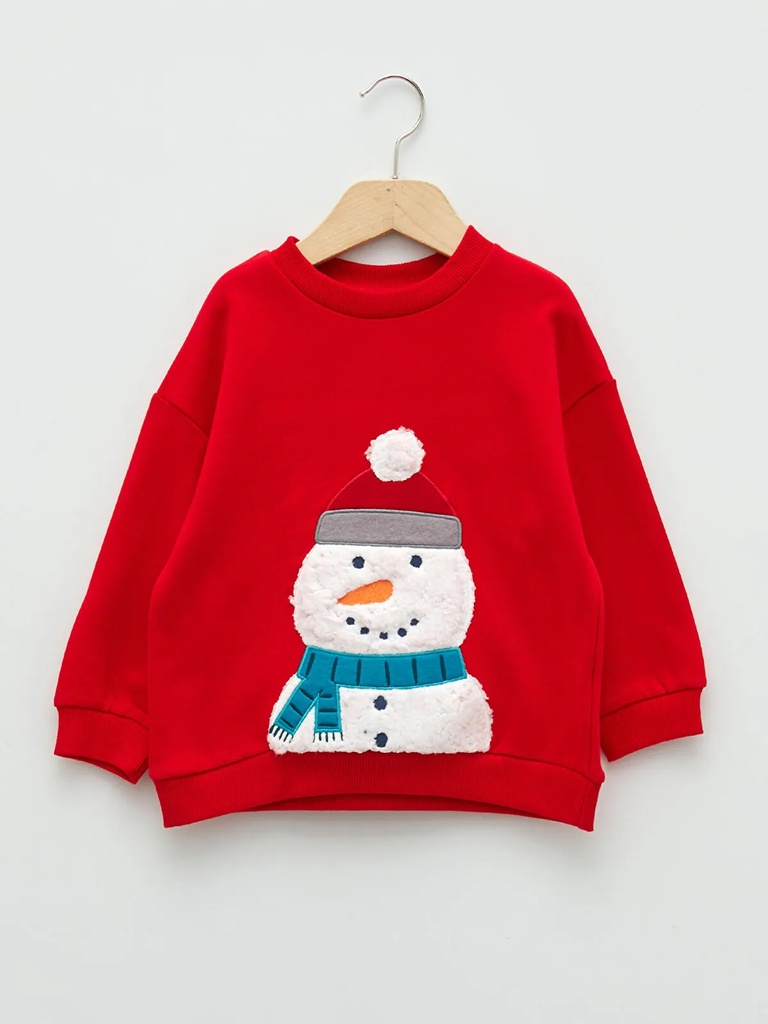 Snowman Red Cotton Sweatshirt