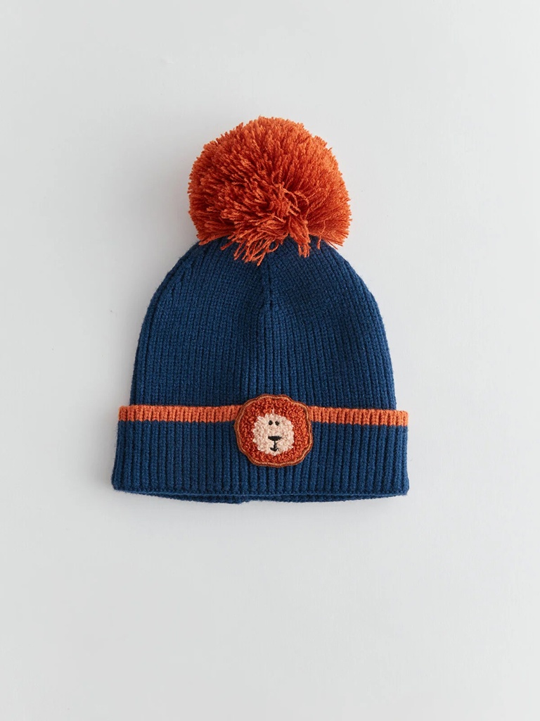 Lion Navy Blue Winter Hat