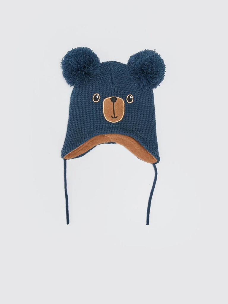Navy Blue Bear Winter Hat