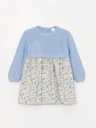 Long Sleeve Blue Floral Dress