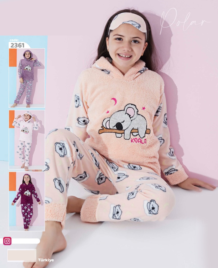 Koala Salmon Fluffy Fleece Pajama ( 4 to 7 years)