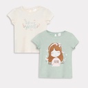 Pack of 2 T-shirts ( Beige & Green)