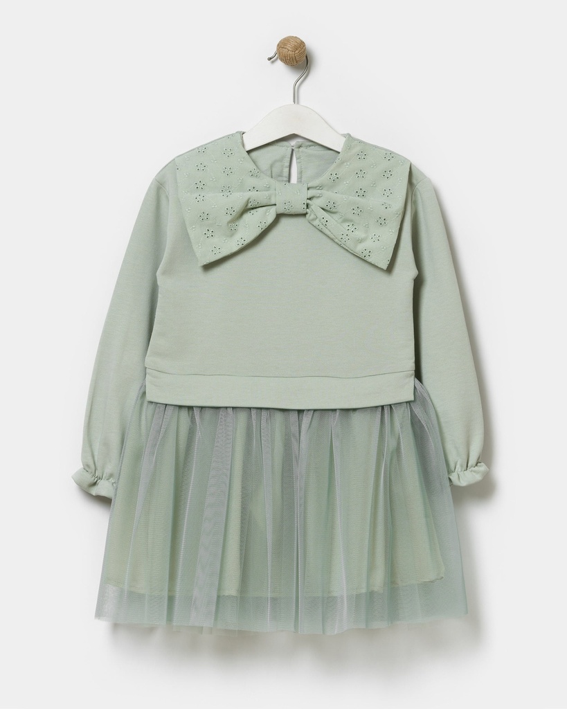 Bow-Neck Tulle Girl Dress (4-7 Years)