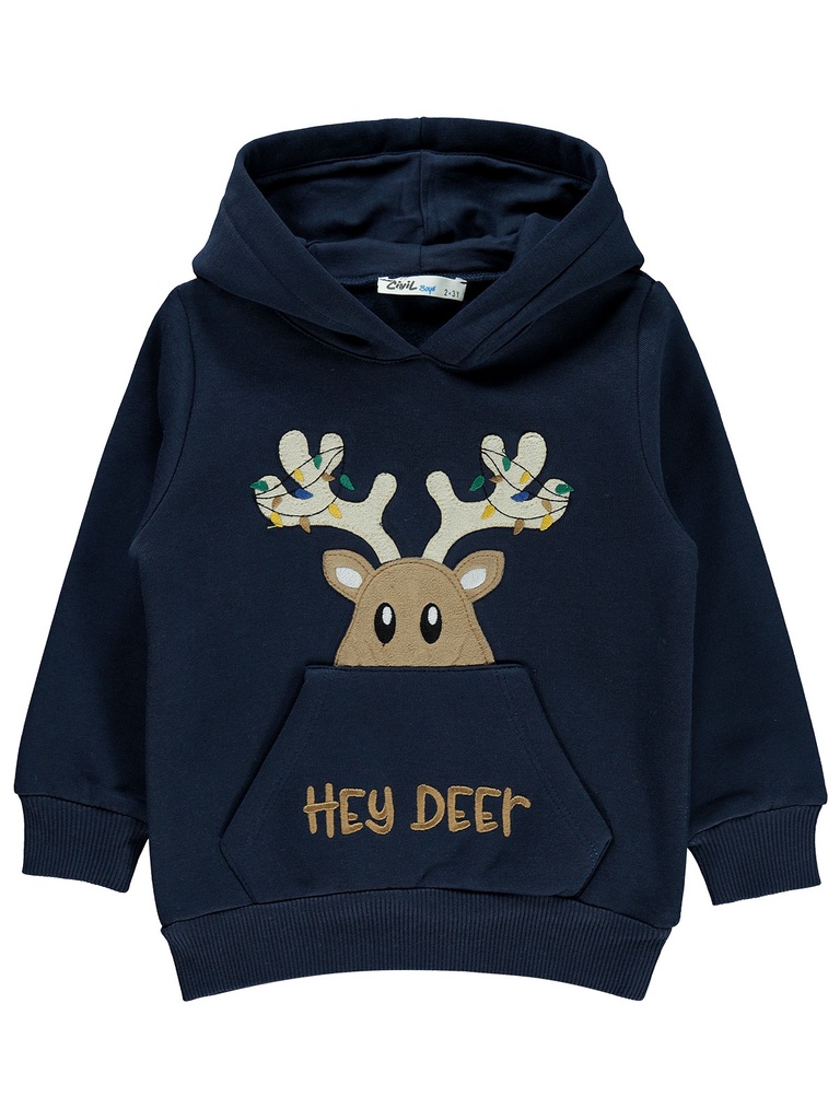 Hey Deer Navy Blue Hoodie (2-5 years)   