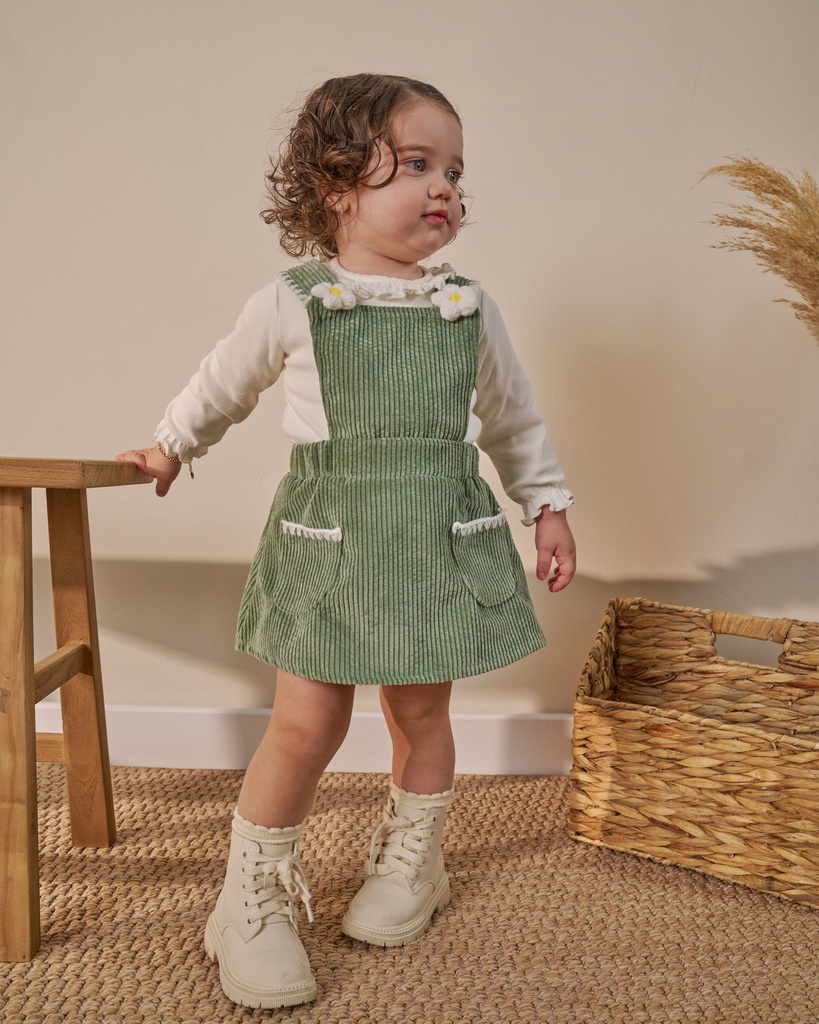 Daisy Detail Baby Girl Overalls Two-Piece Set (9 Months-3 Years)