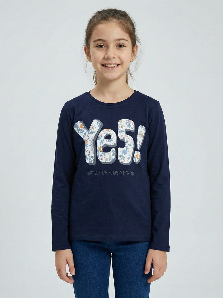 YES navy blue long sleeve T-shirt (10-13Y)