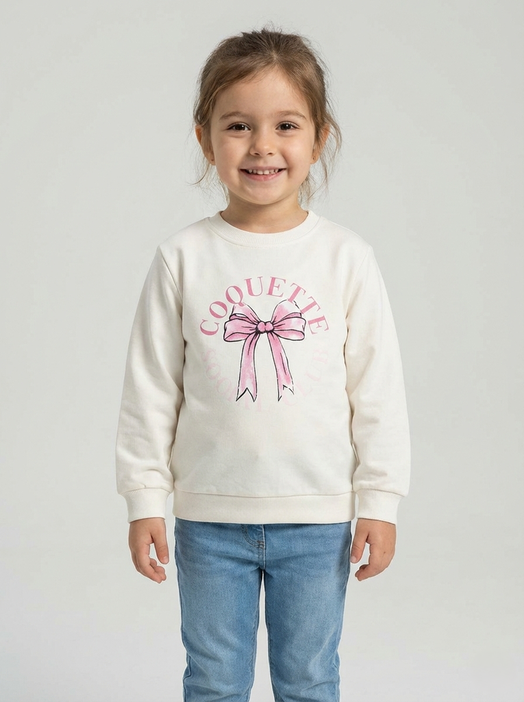  Bow White sweatshirt (2-5Y)