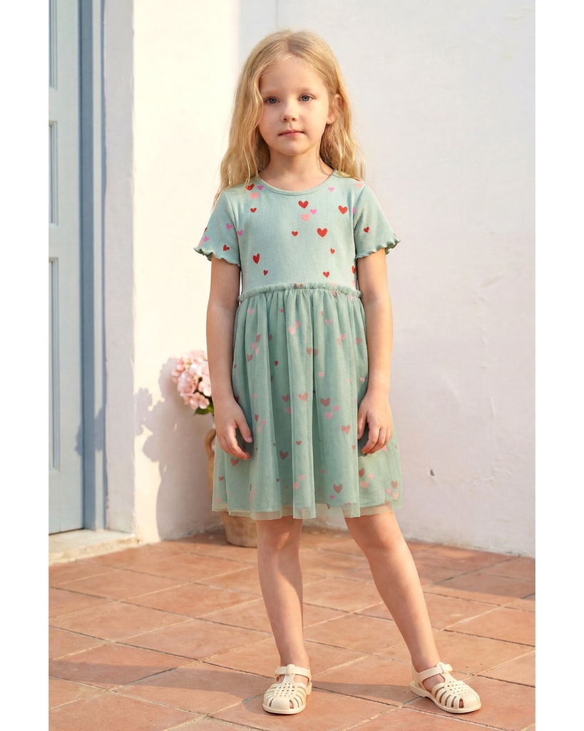 Green Hearts tutu Dress