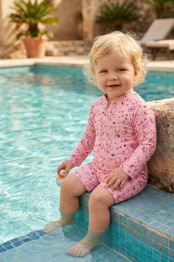 Baby Girl Long-Sleeved Swimsuit(6-9/18-24 Months)