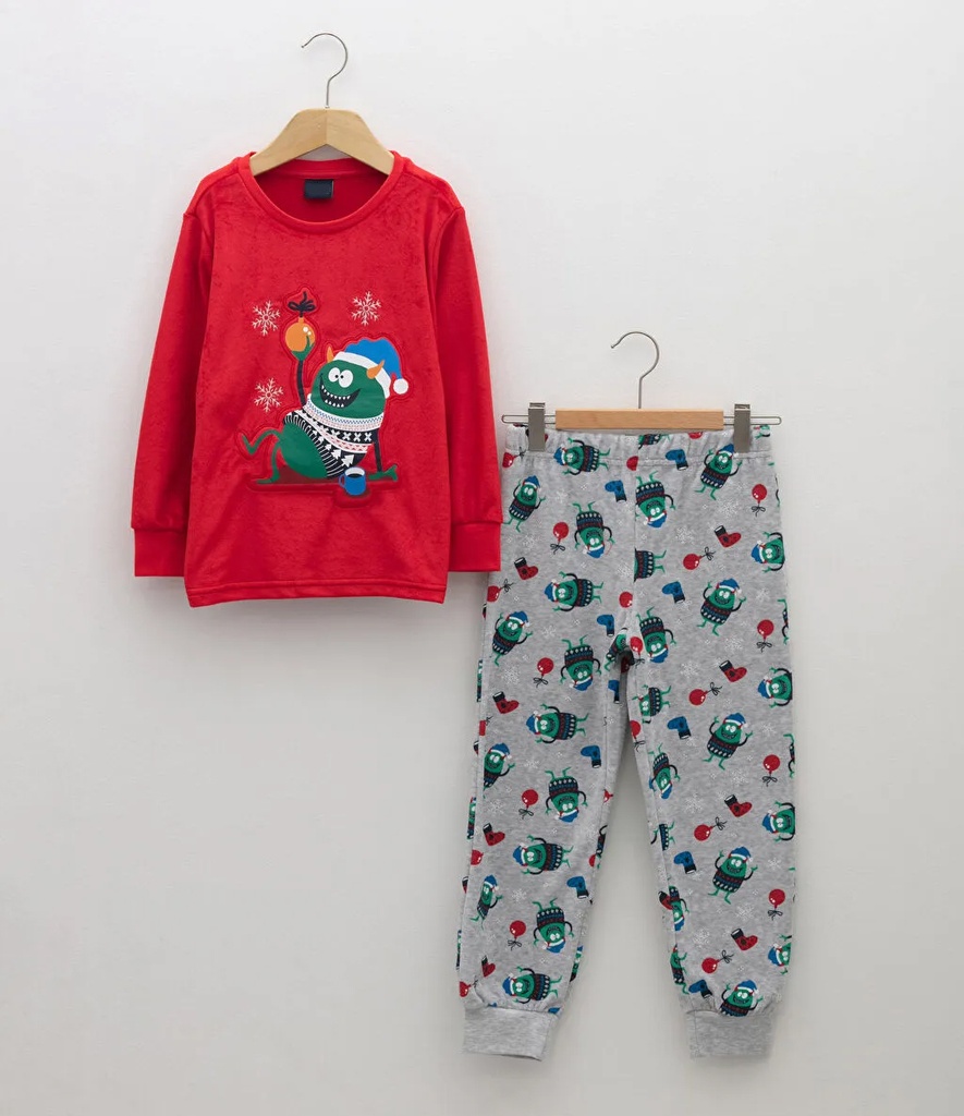 Velvet Red & Grey Pajama