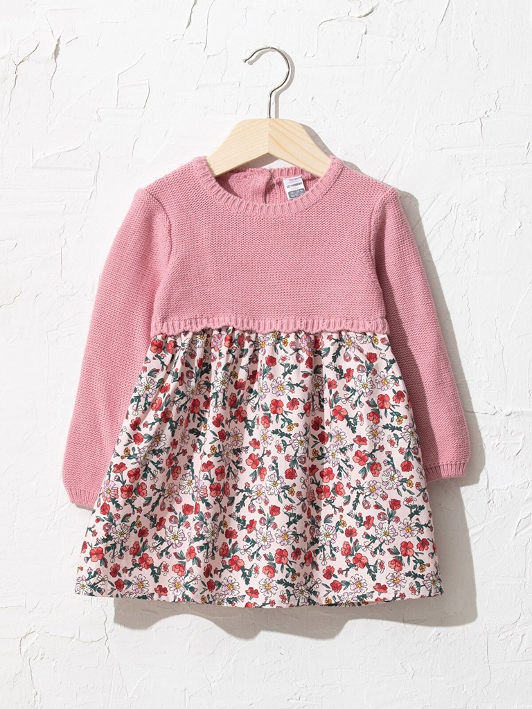Pink Floral Long Sleeve Dress
