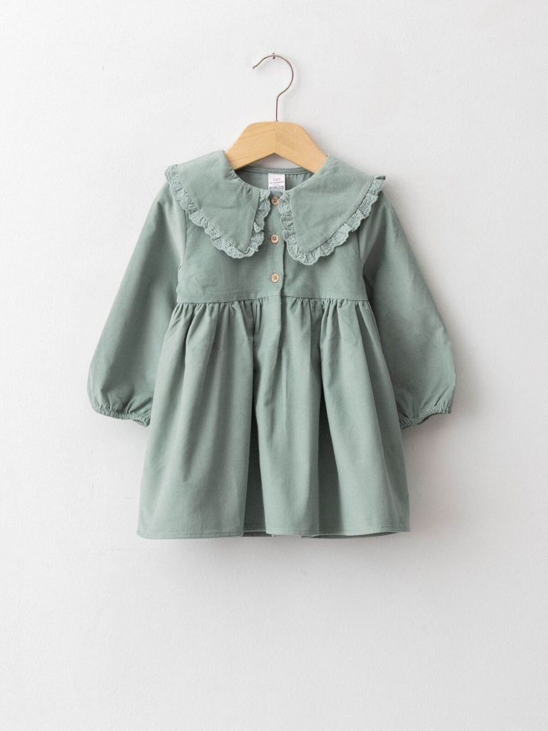 Green Velvet Long Sleeve Dress