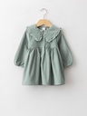 Green Velvet Long Sleeve Dress