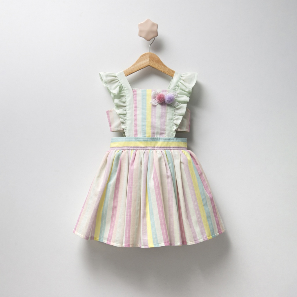 Colorful Girl Dress - Pistache