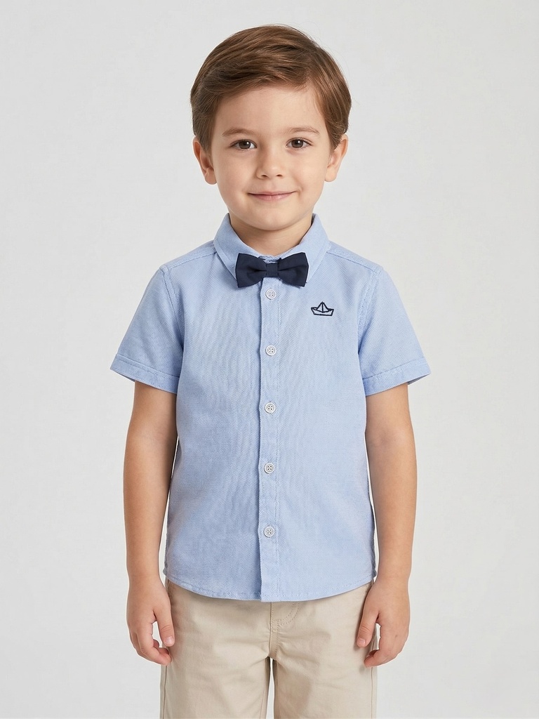 Blue Shirt & Bow tie - Short Sleeve