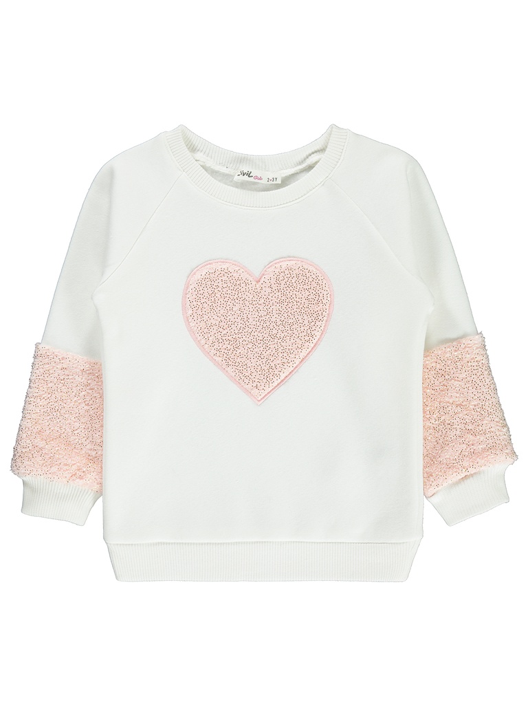 White & Pink Sweatshirt- Fleece Inside (2-5 years)